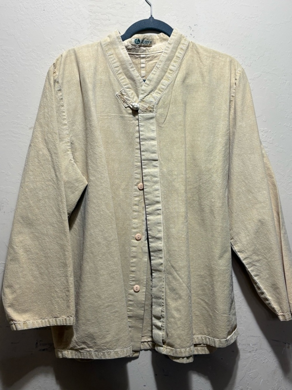 Light Cream Men's Button-Front Casual Jacket